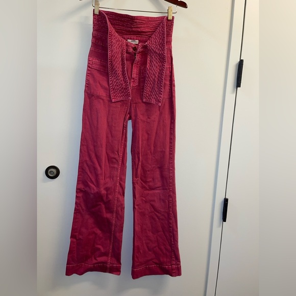 Ulla Johnson Red Flare Jeans with Wide Leg - Picture 13 of 13